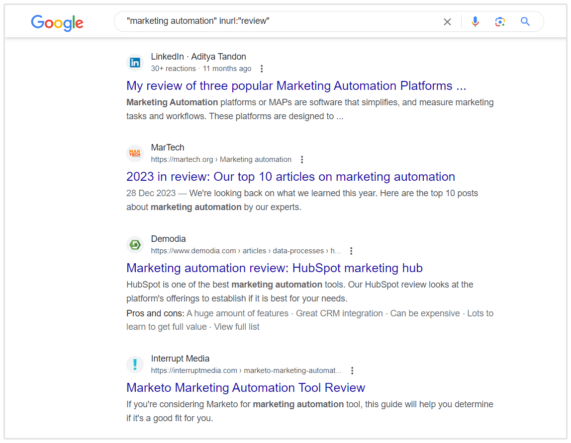 Resultados de búsqueda de Automatización de Marketing
